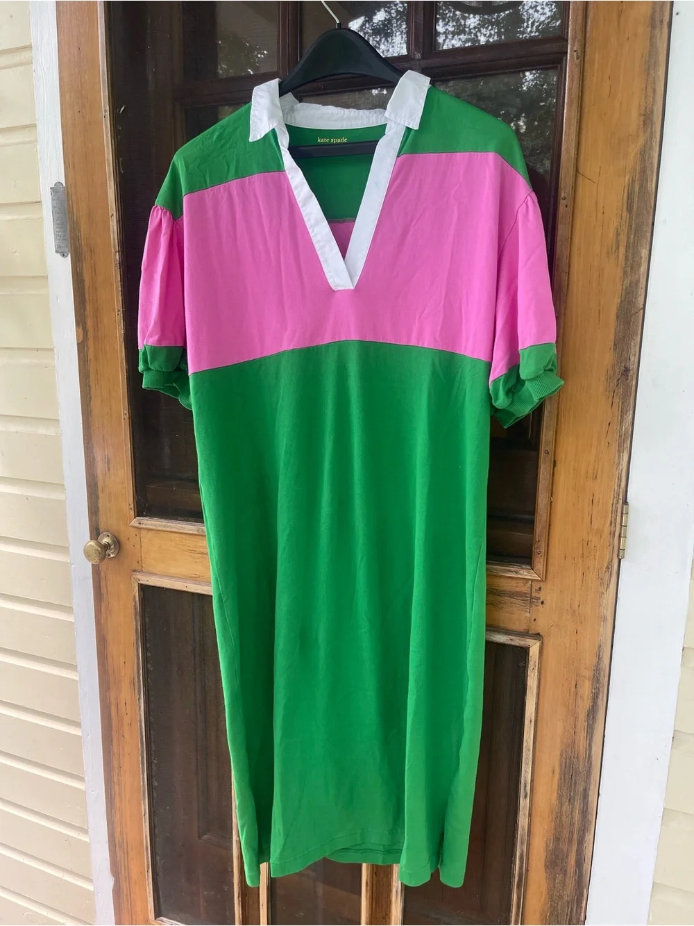kate spade Green and Pink Colorblock Rugby Polo Dress XL